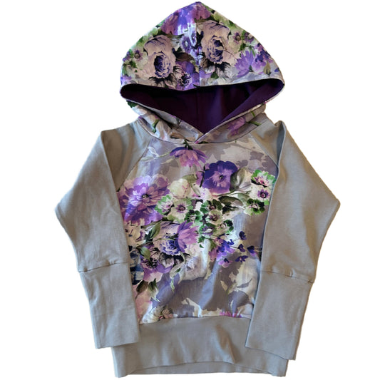 CLEARANCE Sudadera con capucha floral gris púrpura