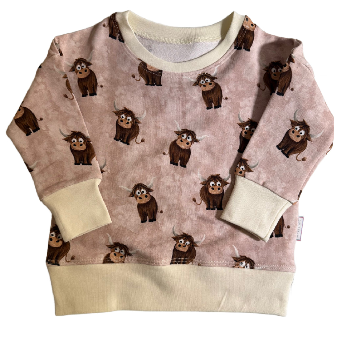 Taupe Highland COW Crew Neck Dolman Lounge Shirt