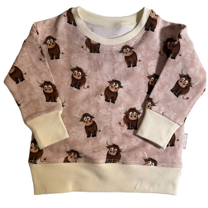Taupe Highland COW Crew Neck Dolman Lounge Shirt