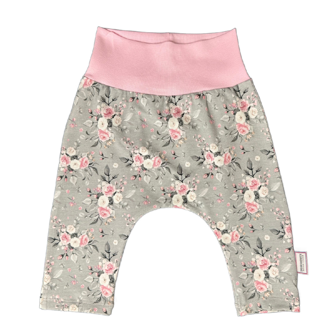 Pink Rosebud Harem Pants & Top Knot Hat 2-piece Set