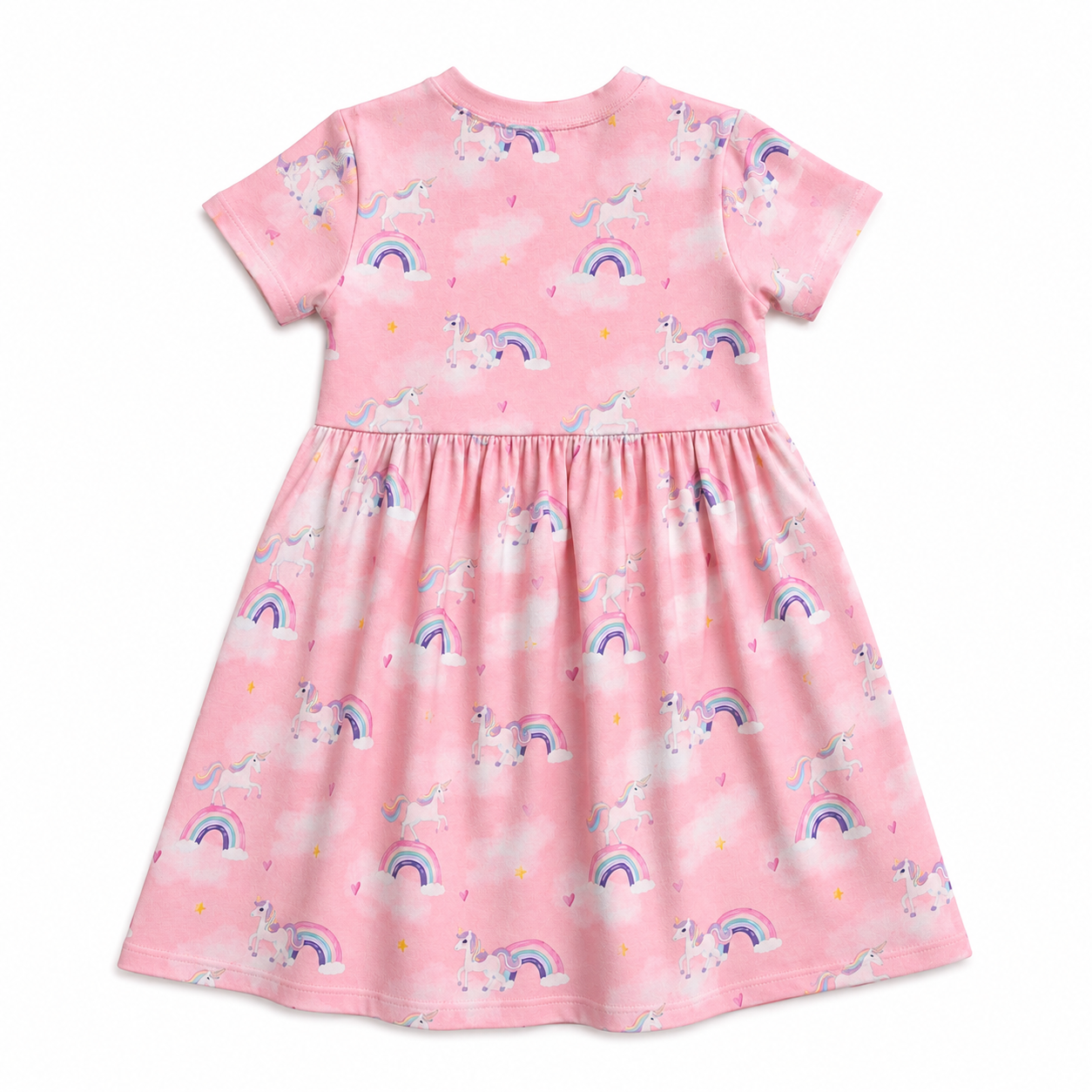 Pink Unicorn Short Sleeve Play Date Dress Stretch Knit