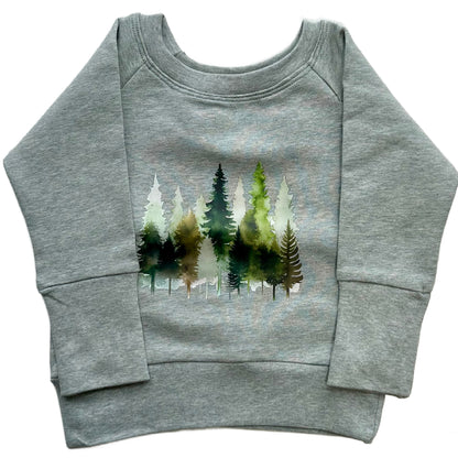 Forest Trees Graphic Grow Along Crew Neck