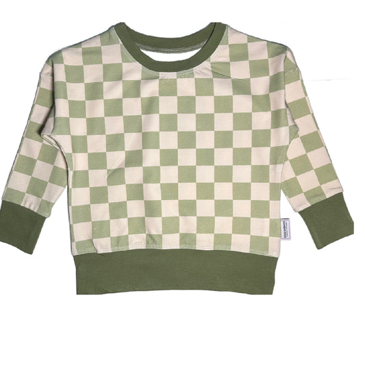 Green Checkerboard Jersey Knit Dolman Lounge Shirt Toddler & Child Sizes
