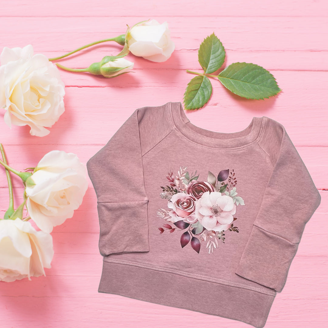 Pink Roses Graphic Grow Along Crew Neck