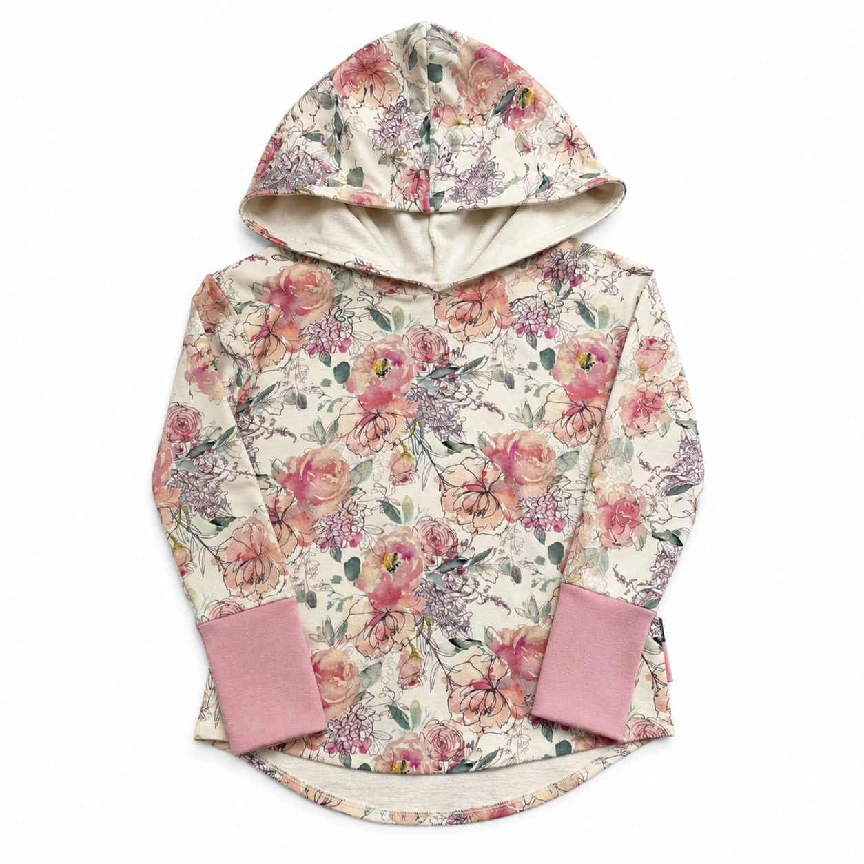 Pink Floral Hooded T-shirt