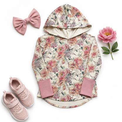 Pink Floral Hooded T-shirt