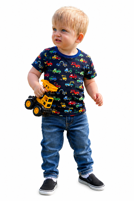 Construction Vehicles Crew Neck Baggy Tee