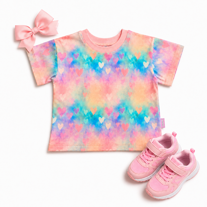 Pink and Blue Crew Neck Baggy Tee