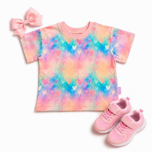 Pink and Blue Crew Neck Baggy Tee