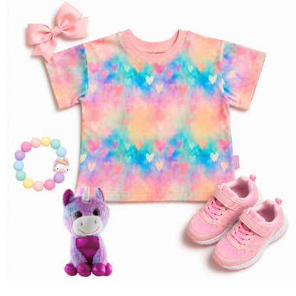 Pink and Blue Crew Neck Baggy Tee