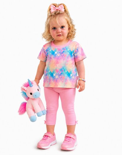 Pink and Blue Crew Neck Baggy Tee