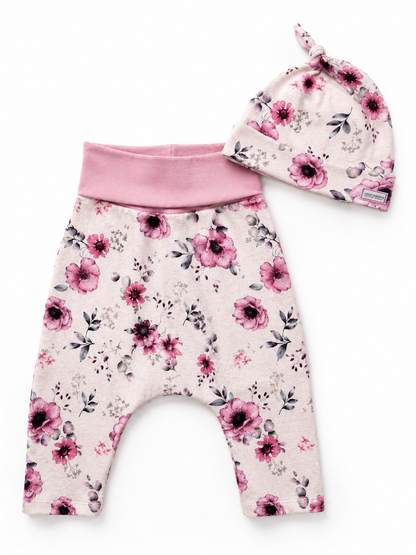Pretty Pink Baby Harem Pants & Hat Set