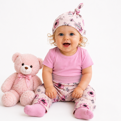 Pretty Pink Baby Harem Pants & Hat Set
