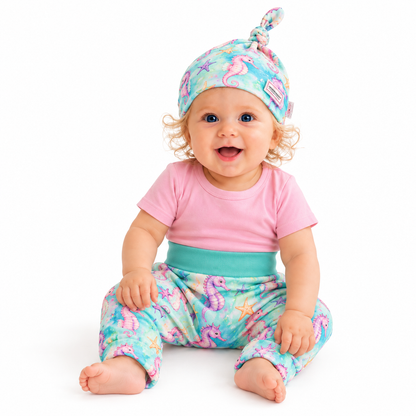 Seahorses and Starfish Baby Harem Pants & Hat Set