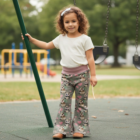 CLEARANCE Panda Print Bell Bottom Pants