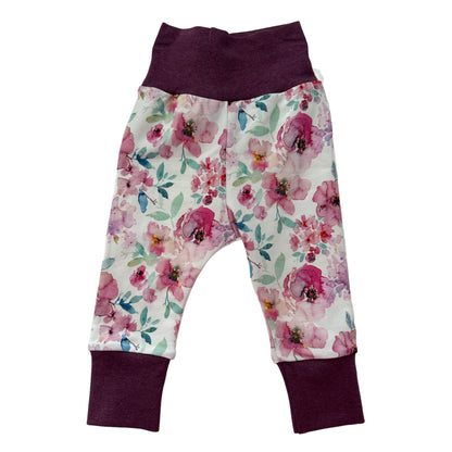 Purple Floral Growth Spurt Jogger Pants Organic Cotton