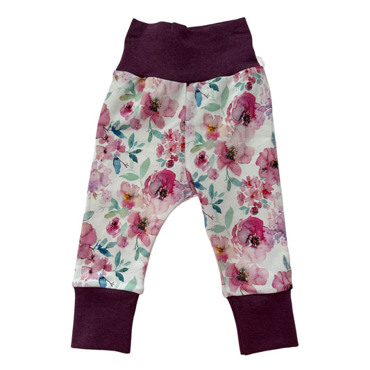 Purple Floral Growth Spurt Jogger Pants Organic Cotton
