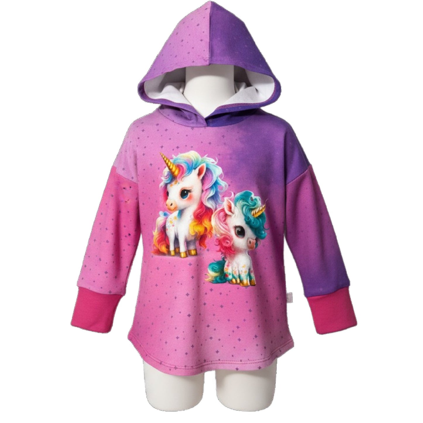 Colourful Unicorn Print Hooded T-shirt