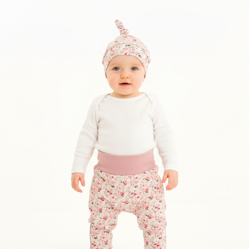 Spring Floral Baby Harem Pants & Hat Set