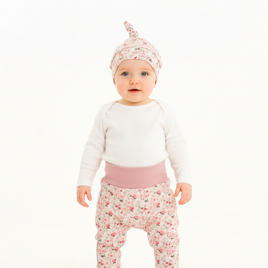 Spring Floral Baby Harem Pants & Hat Set