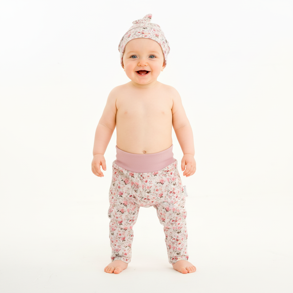 Spring Floral Baby Harem Pants & Hat Set