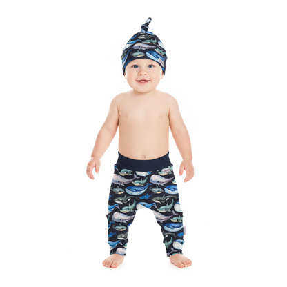 Blue Whale Baby Harem Pants & Hat Set