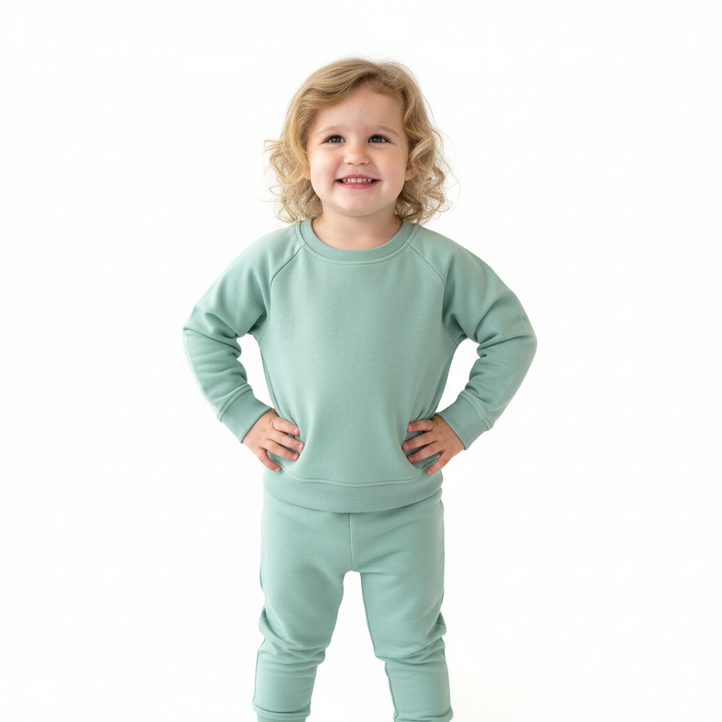 Green Pastel Raglan Crew Neck Sweater