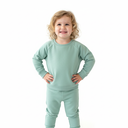 Green Pastel Raglan Crew Neck Sweater