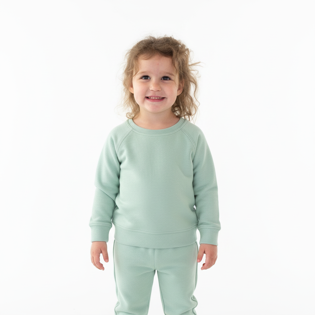 Green Pastel Raglan Crew Neck Sweater