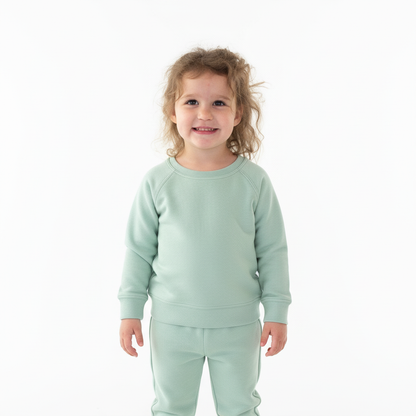 Green Pastel Raglan Crew Neck Sweater