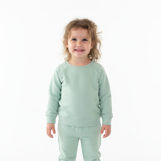 Green Pastel Raglan Crew Neck Sweater