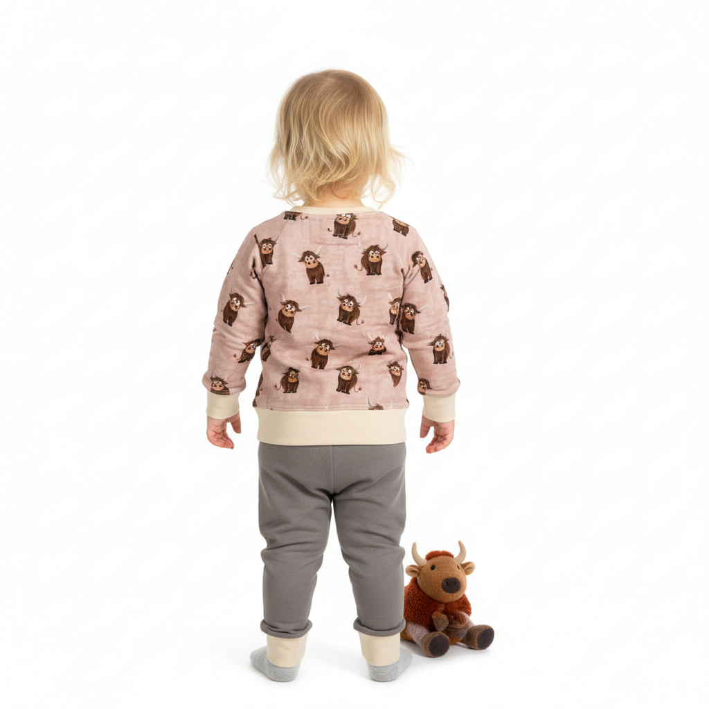 Taupe Highland COW Crew Neck Dolman Lounge Shirt