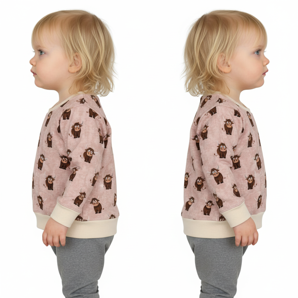 Taupe Highland COW Crew Neck Dolman Lounge Shirt