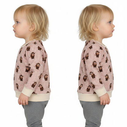 Taupe Highland COW Crew Neck Dolman Lounge Shirt