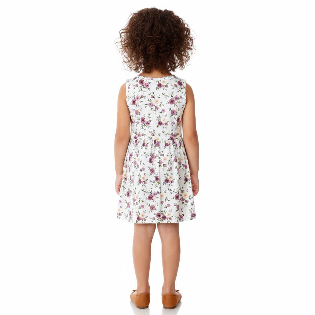 Purple Floral Print Sleeveless Dress for Summer