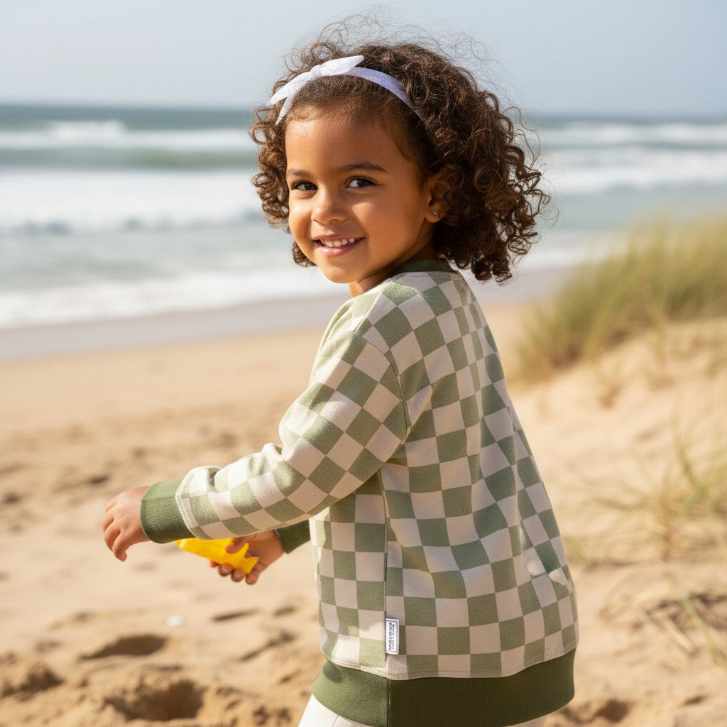 Green Checkerboard Jersey Knit Dolman Lounge Shirt Toddler & Child Sizes