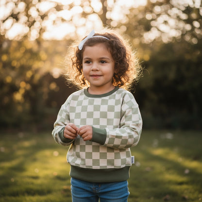 Green Checkerboard Jersey Knit Dolman Lounge Shirt Toddler & Child Sizes