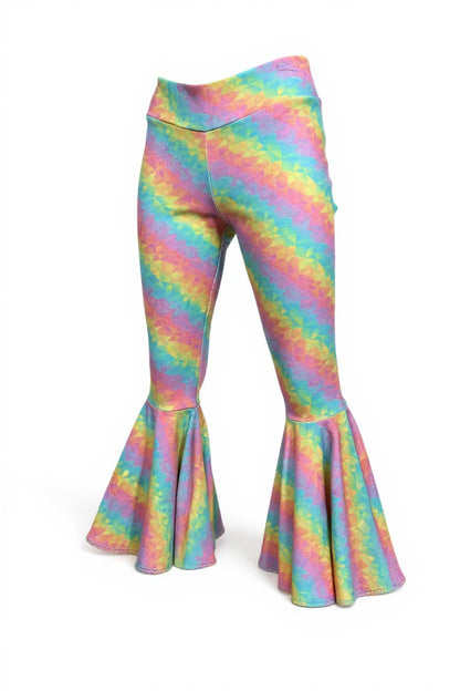 Pastel Rainbow Twirly Circle Bell Pants