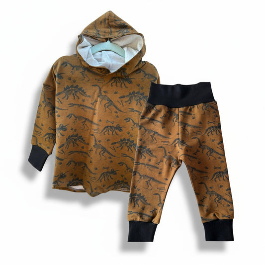 Brown Dinosaur 2-Piece Matching Hoodie Joggers Set