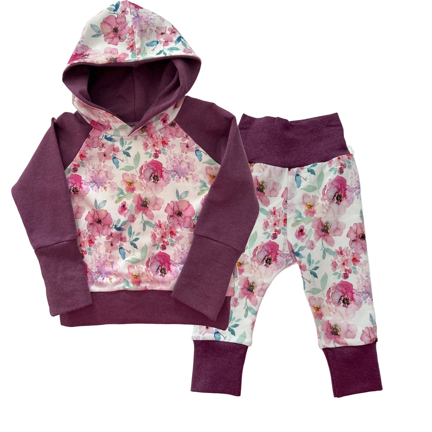 Purple Floral 2-Piece Matching Hoodie Joggers Set Grow Along Babywear®