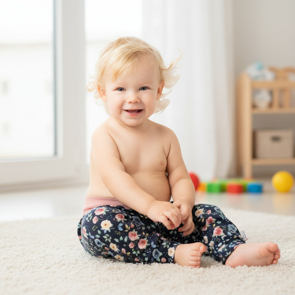 Winter Floral Baby Harem Pants & Hat Set