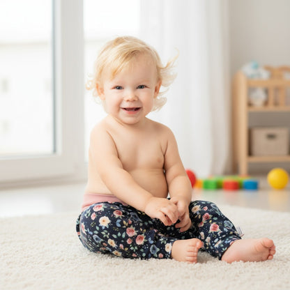 Winter Floral Baby Harem Pants & Hat Set