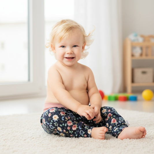 Winter Floral Baby Harem Pants & Hat Set