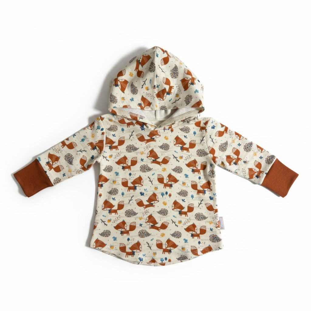 Fox Print Hooded T-shirt Organic Cotton