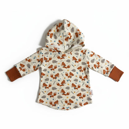 Fox Print Hooded T-shirt Organic Cotton