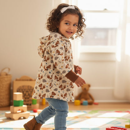 Fox Print Hooded T-shirt Organic Cotton