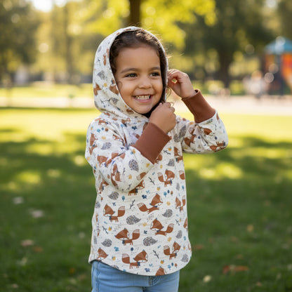 Fox Print Hooded T-shirt Organic Cotton