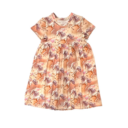 Vestido para cita de juegos de manga corta fruncido con estampado de mariquita de punto elástico