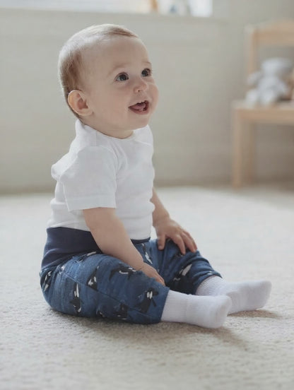 Blue Whale Baby Harem Pants & Hat Set