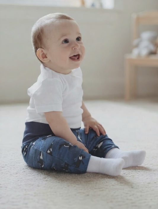 Blue Whale Baby Harem Pants & Hat Set